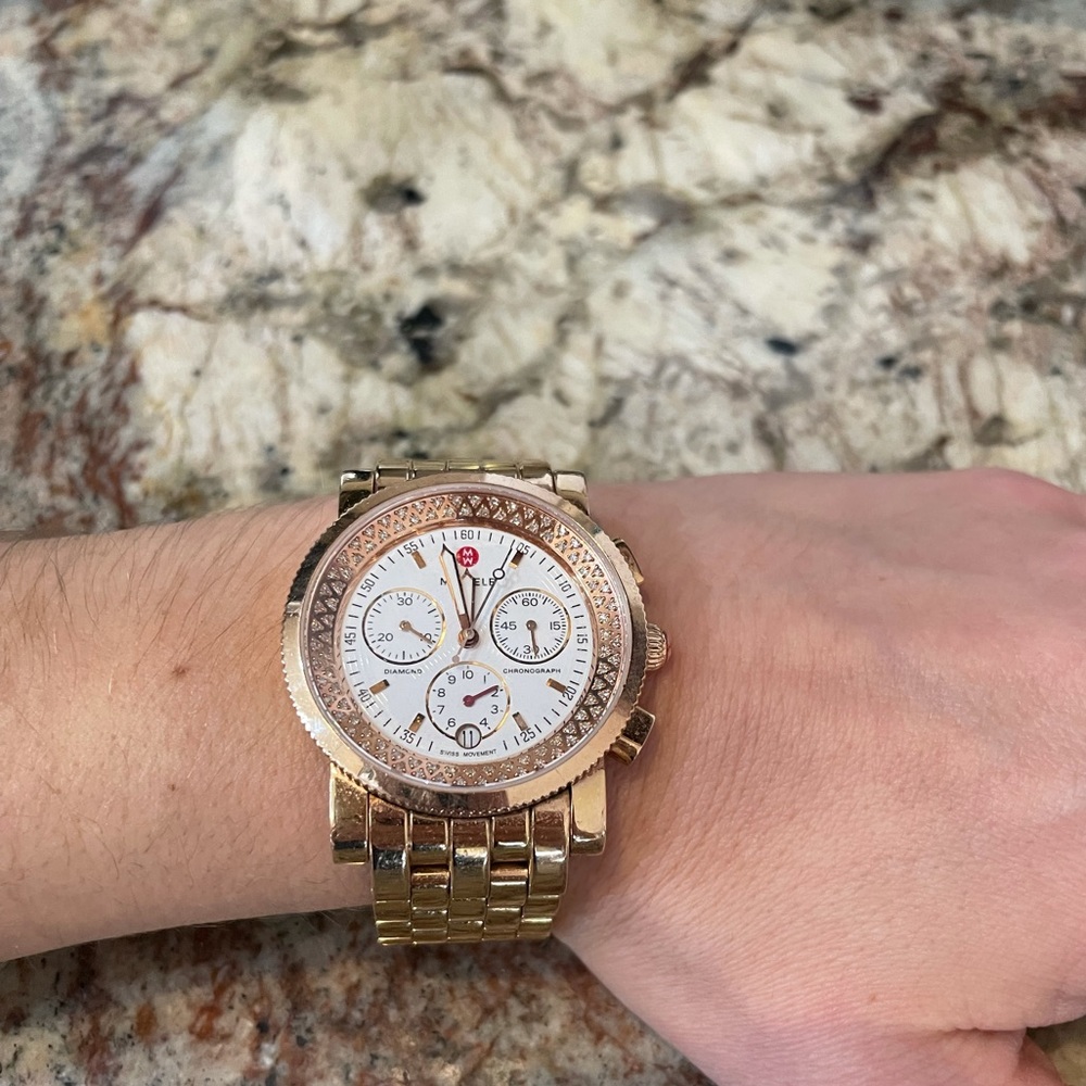Michele Rose Gold Sport Sail Bracelet Watch.